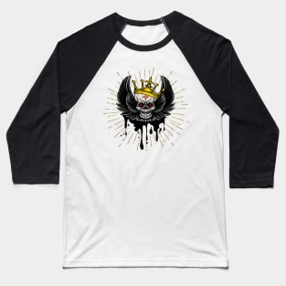 skull with wings and crow Baseball T-Shirt